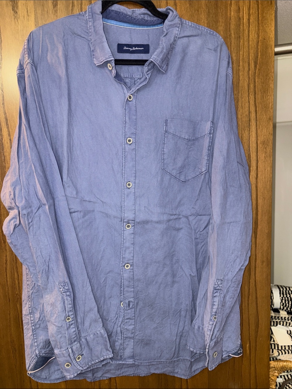 Tommy Bahama Men's Washed Blue Long-Sleeve Button-Down Shirt